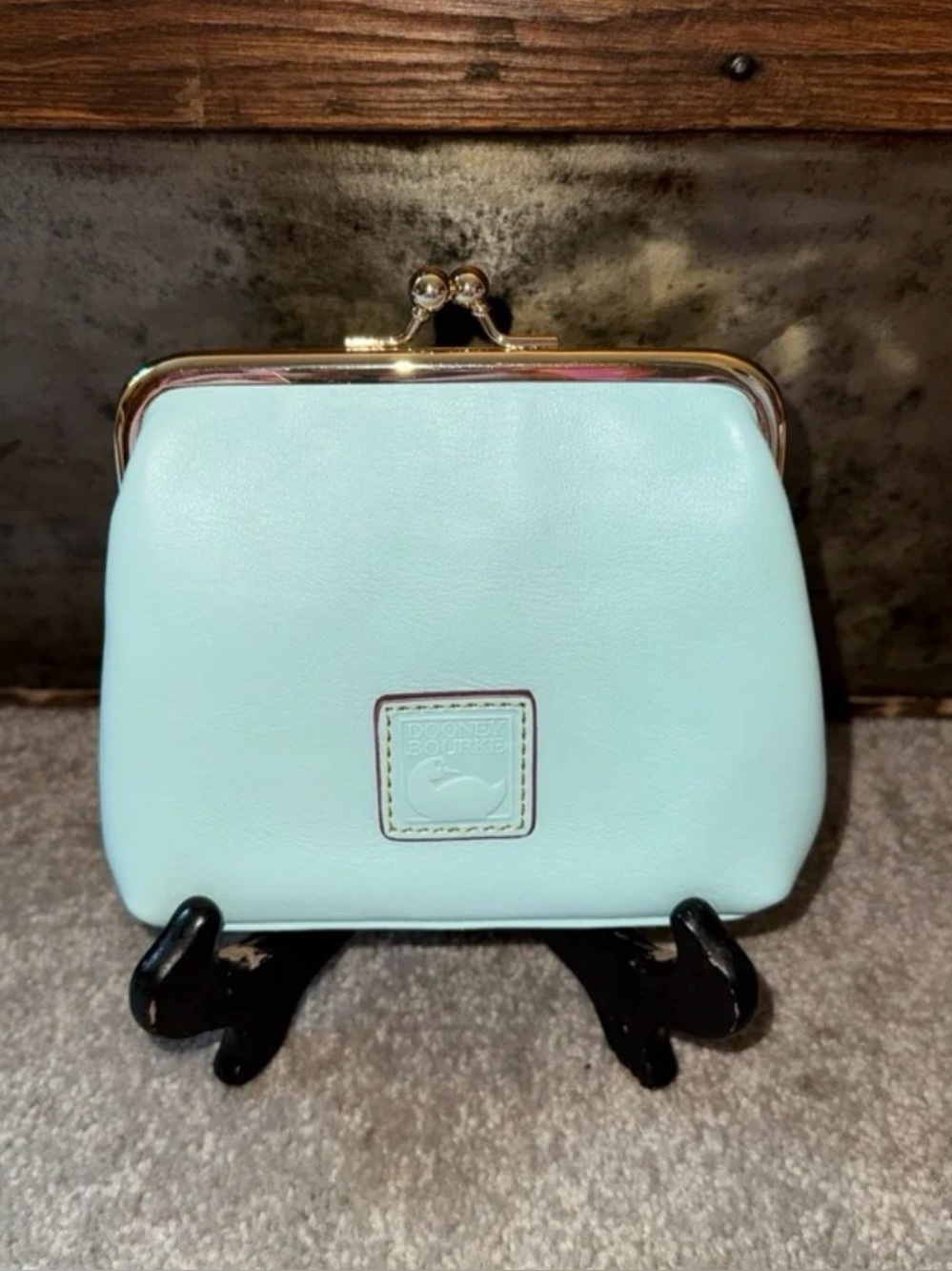 Dooney & Bourke Mint Leather Kiss-Lock Coin Purse